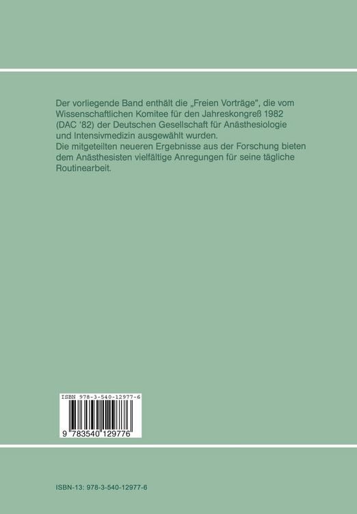 Produktbild: Deutscher Anaesthesiekongre&szlig; 1982 Freie Vortr&auml;ge