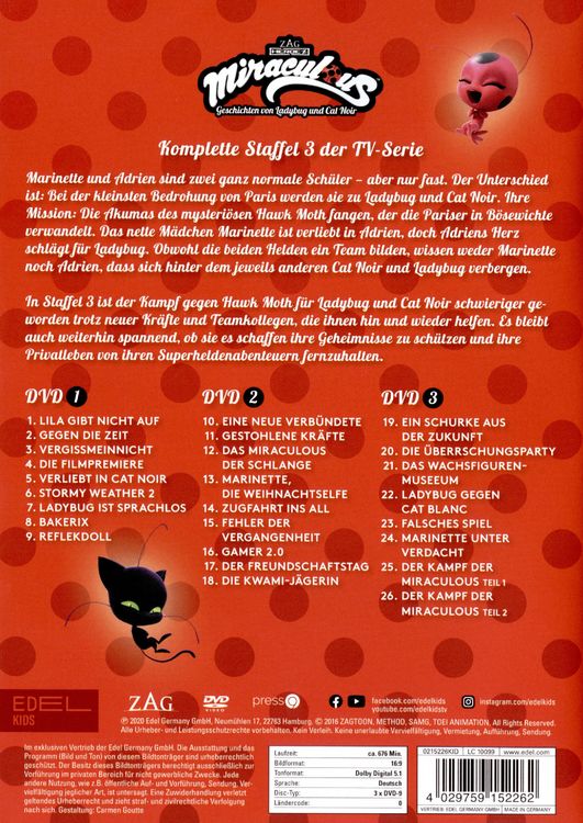 Produktbild: Miraculous - Staffelbox 3 [3 DVDs]