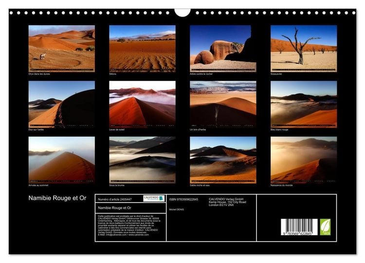 Produktbild: Namibie Rouge et Or (Calendrier mural 2027 DIN A3 vertical), CALVENDO calendrier mensuel
