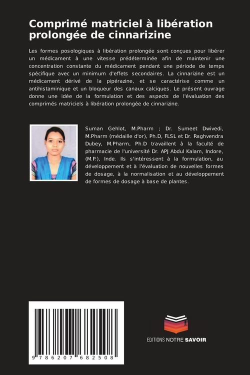 Produktbild: Comprim&eacute; matriciel &agrave; lib&eacute;ration prolong&eacute;e de cinnarizine