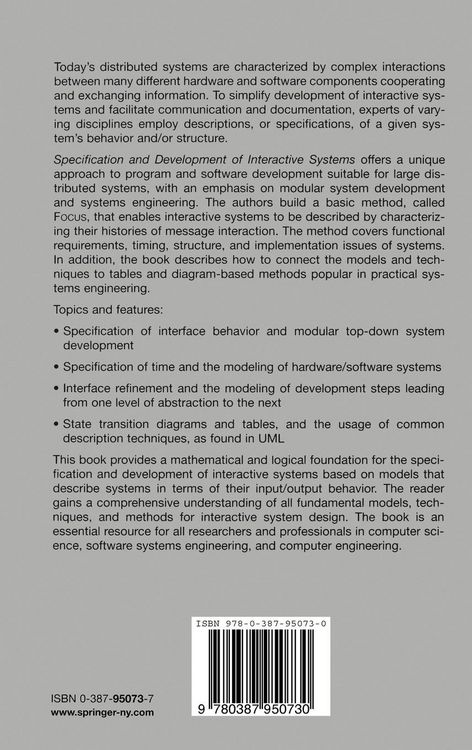 Produktbild: Specification and Development of Interactive Systems