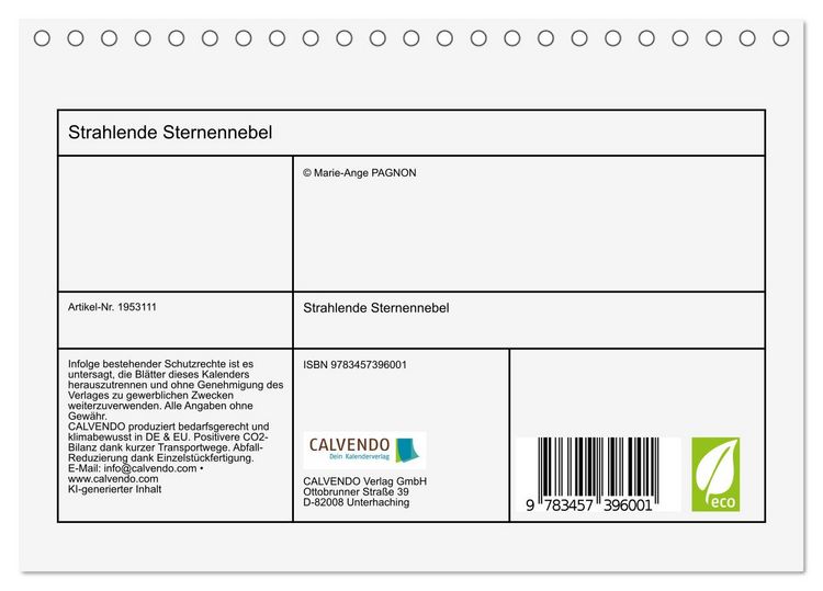 Produktbild: Strahlende Sternennebel (Tischkalender 2026 DIN A5 quer), CALVENDO Monatskalender