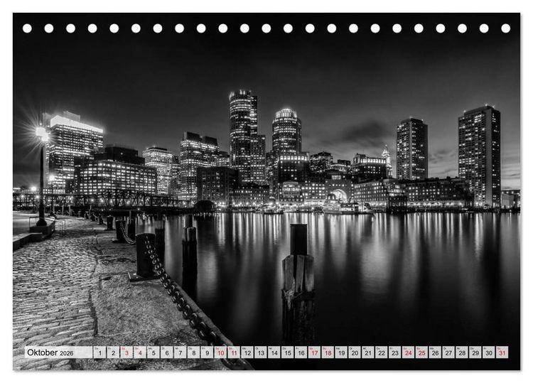 Produktbild: BOSTON Monochrome Stadtansichten (Tischkalender 2026 DIN A5 quer), CALVENDO Monatskalender