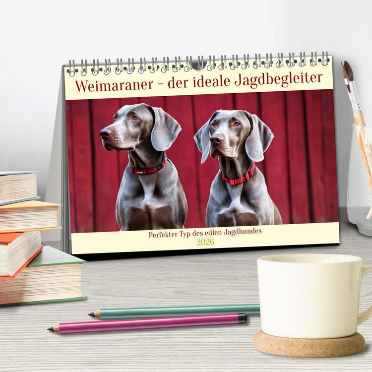 Produktbild: Weimaraner - der ideale Jagdbegleiter (Tischkalender 2026 DIN A5 quer), CALVENDO Monatskalender