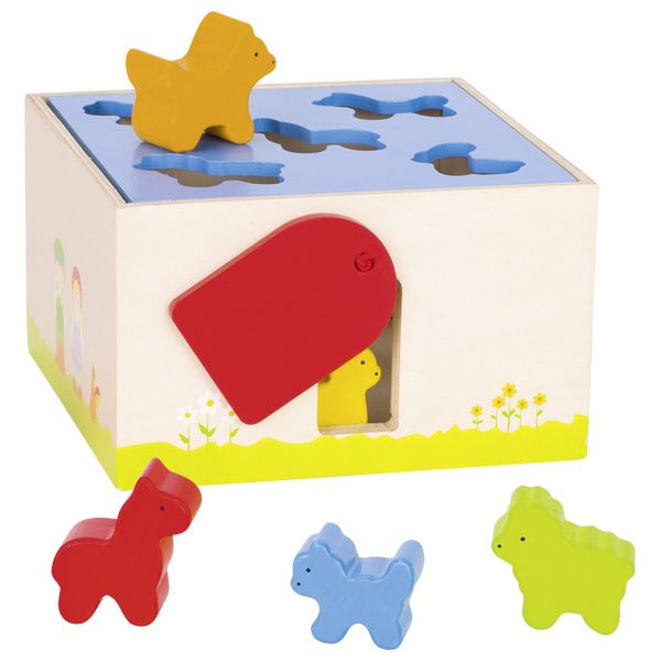 Produktbild: Goki 58665 - Sort box Bauernhoftiere, Sortierbox, 7-teilig, Holz