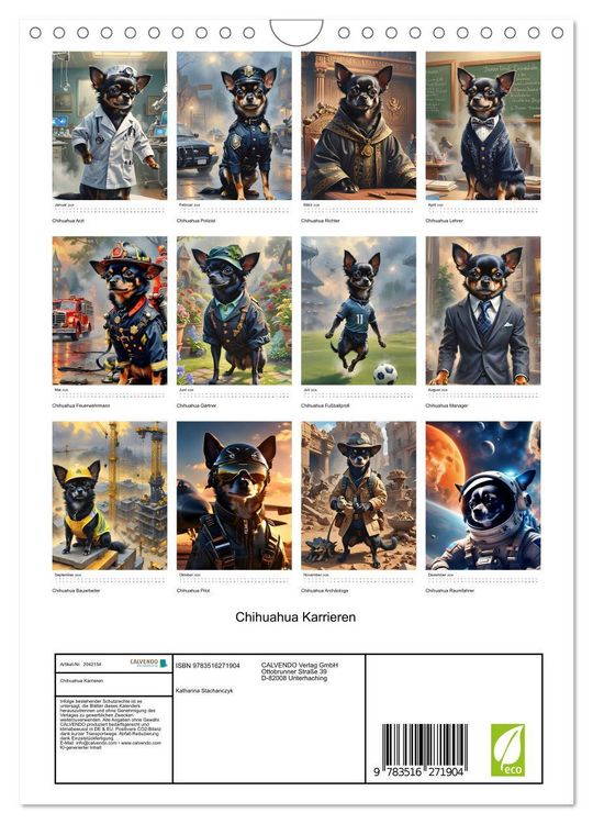 Produktbild: Chihuahua Karrieren (Wandkalender 2026 DIN A4 hoch), CALVENDO Monatskalender