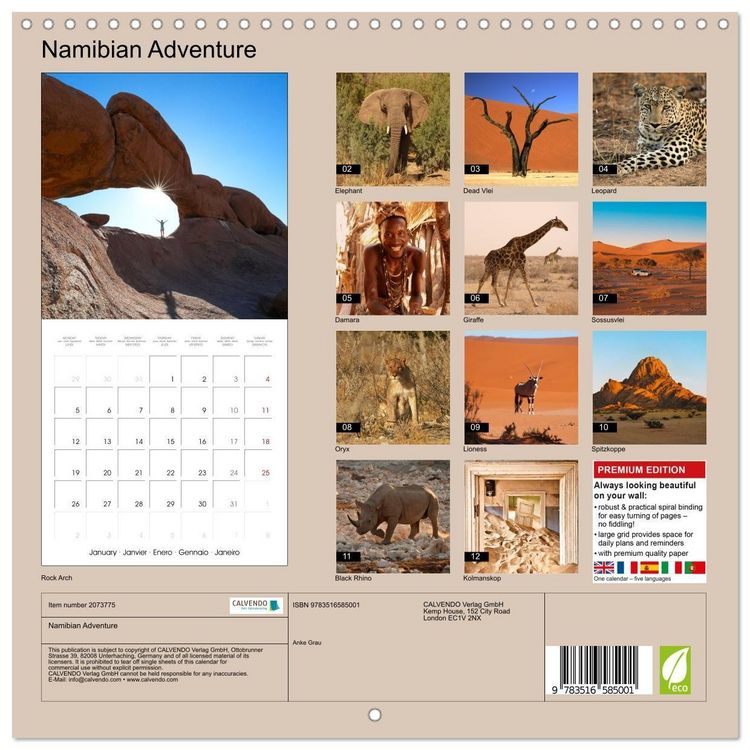 Produktbild: Namibian Adventure (Wall Calendar 2026 12 &times; 12 Inch) CALVENDO 12 Month Wall Calendar