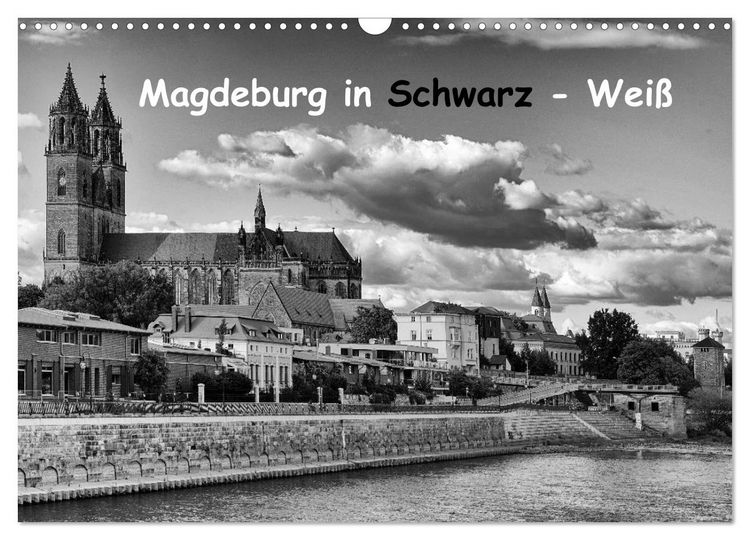 Produktbild: Magdeburg in Schwarz - Wei&szlig; (Wandkalender 2026 DIN A3 quer), CALVENDO Monatskalender