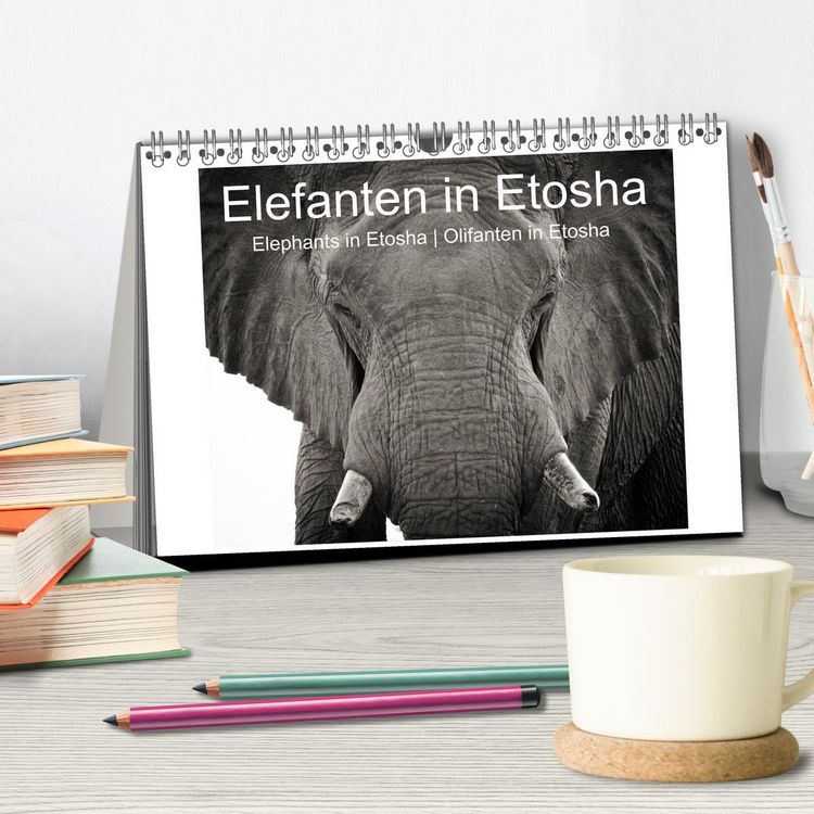 Produktbild: Elefanten in Etosha (Tischkalender 2026 DIN A5 quer), CALVENDO Monatskalender