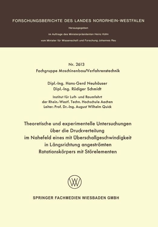 Produktbild: Theoretische und experimentelle Untersuchungen &uuml;ber die Druckverteilung im Nahefeld eines mit &Uuml;berschallgeschwindigkeit in L&auml;ngsrichtung angestr&ouml;mten
