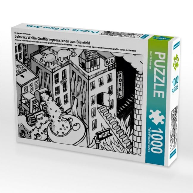 Produktbild: CALVENDO Puzzle Ein Motiv aus dem Kalender Schwarz Wei&szlig;e Graffiti Impressionen aus Bielefeld | 1000 Teile Lege-Gr&ouml;&szlig;e 64x48cm Foto-Puzzle f&uuml;r gl&uuml;ckliche Stunden
