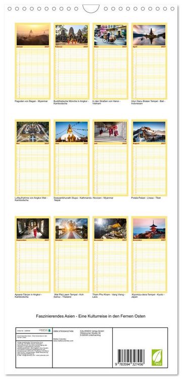 Produktbild: Familienplaner 2027 - Faszinierendes Asien - Eine Kulturreise in den Fernen Osten mit 5 Spalten (Wandkalender, 21 x 45 cm) CALVENDO
