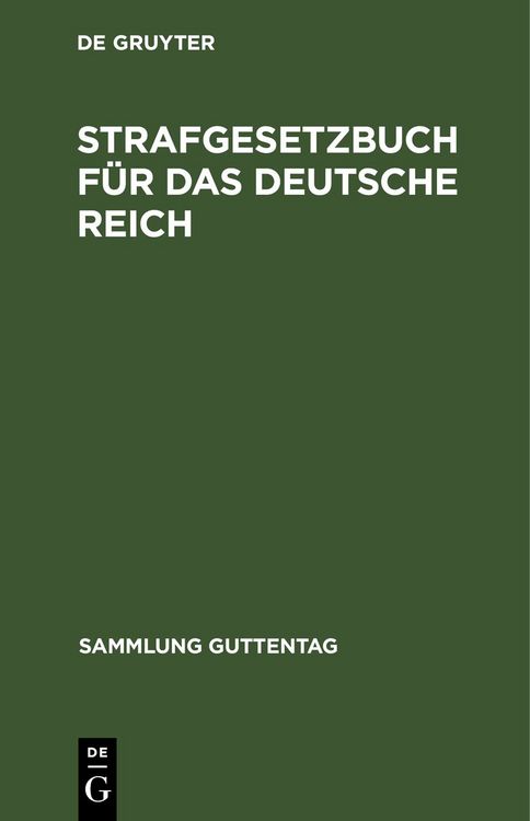 Produktbild: Strafgesetzbuch f&uuml;r das Deutsche Reich