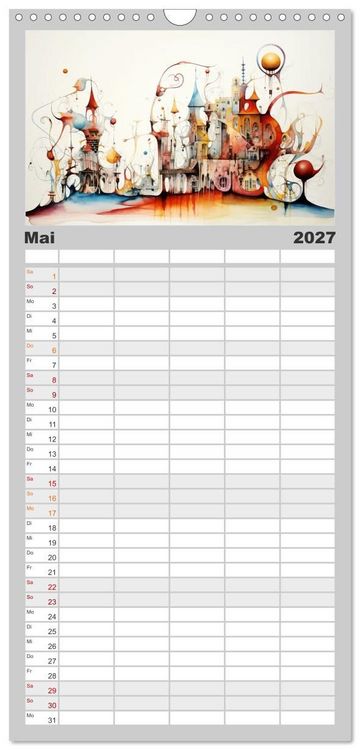 Produktbild: Familienplaner 2027 - Kuriose H&auml;user mit 5 Spalten (Wandkalender, 21 x 45 cm) CALVENDO