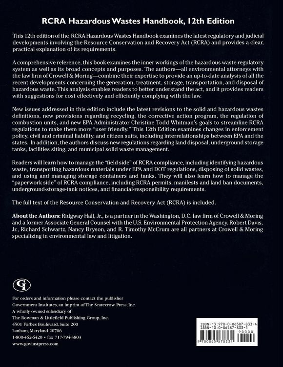Produktbild: RCRA Hazardous Wastes Handbook