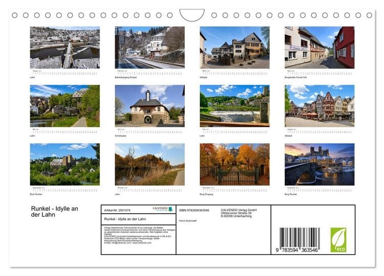 Produktbild: Runkel - Idylle an der Lahn (Wandkalender 2027 DIN A4 quer), CALVENDO Monatskalender
