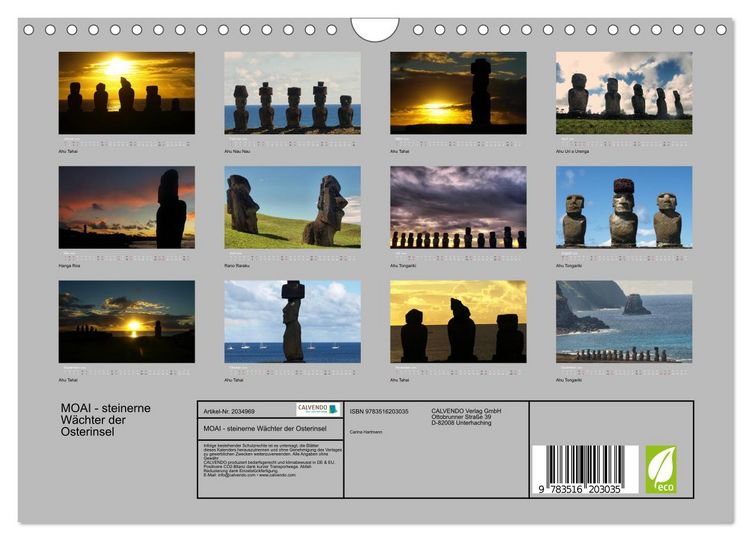 Produktbild: MOAI - steinerne W&auml;chter der Osterinsel (Wandkalender 2026 DIN A4 quer), CALVENDO Monatskalender