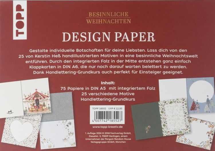 Produktbild: Design Paper Besinnliche Weihnachten DIN A5. Mit Falz f&uuml;r Klappkarten
