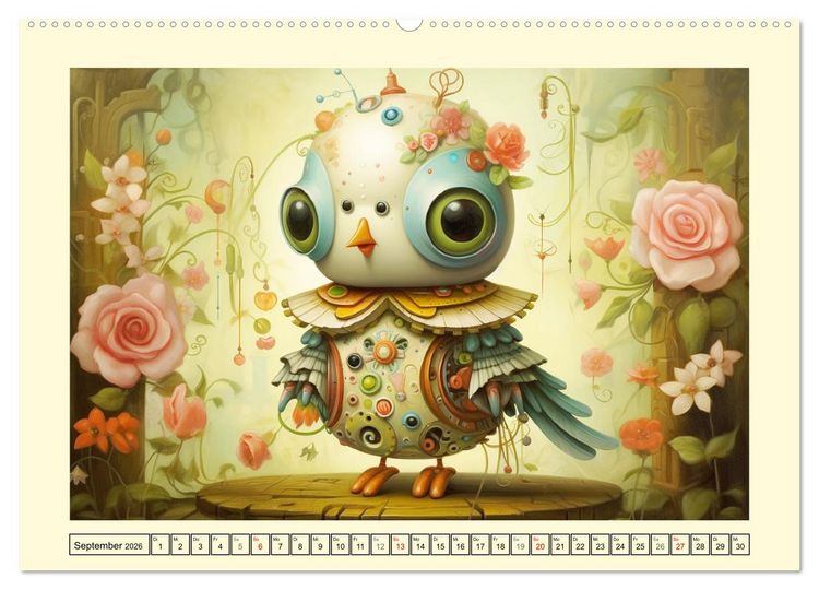Produktbild: Fabelhafte Maschinen. Pop-Surrealistische Roboter-Tiere (hochwertiger Premium Wandkalender 2026 DIN A2 quer), Kunstdruck in Hochglanz