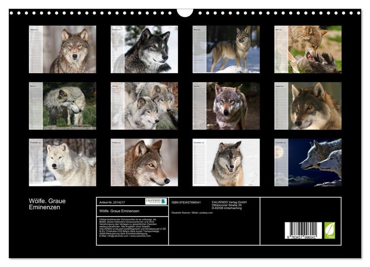 Produktbild: W&ouml;lfe. Graue Eminenzen (Wandkalender 2026 DIN A3 quer), CALVENDO Monatskalender