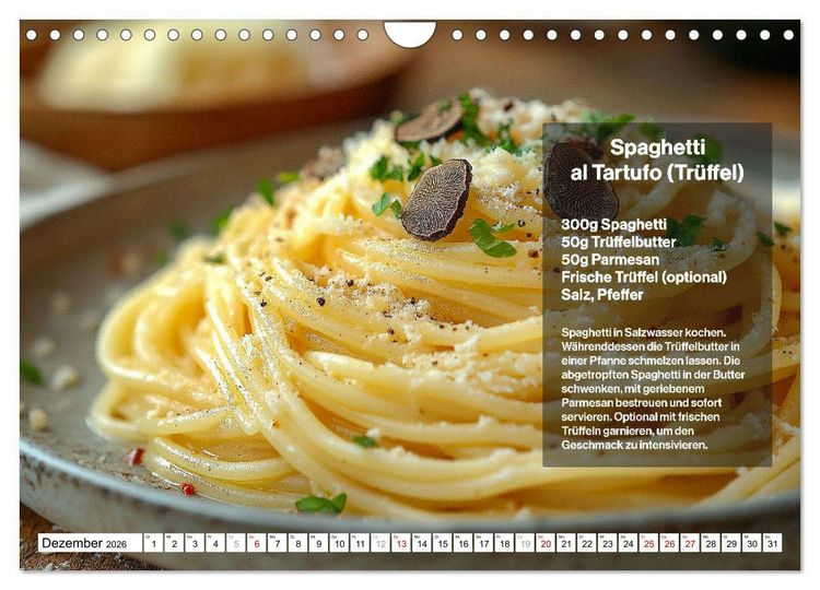 Produktbild: Italienische Spaghetti Rezepte - Leckere So&szlig;en f&uuml;r jeden Monat (Wandkalender 2026 DIN A4 quer), CALVENDO Monatskalender