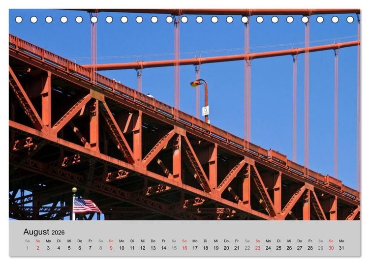 Produktbild: GOLDEN GATE BRIDGE Faszination San Francisco (Tischkalender 2026 DIN A5 quer), CALVENDO Monatskalender
