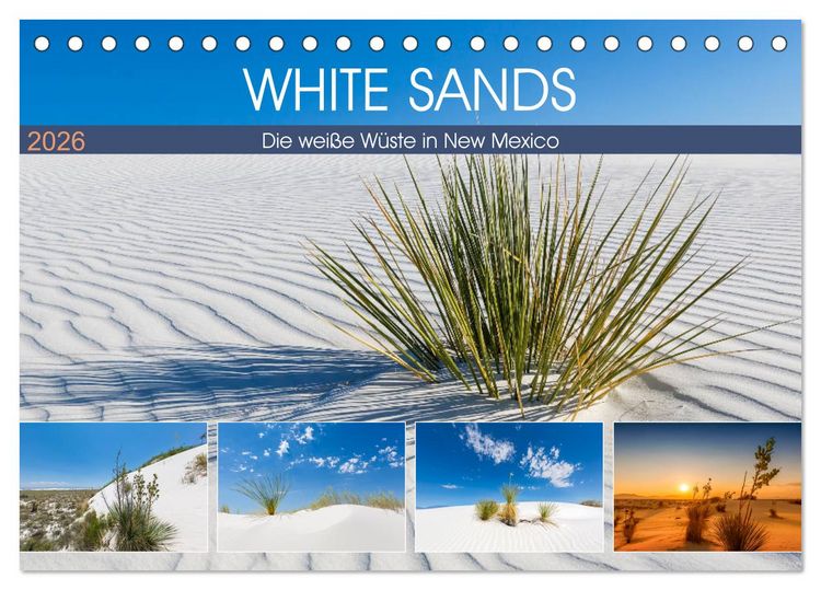 Produktbild: WHITE SANDS Die wei&szlig;e W&uuml;ste in New Mexico (Tischkalender 2026 DIN A5 quer), CALVENDO Monatskalender