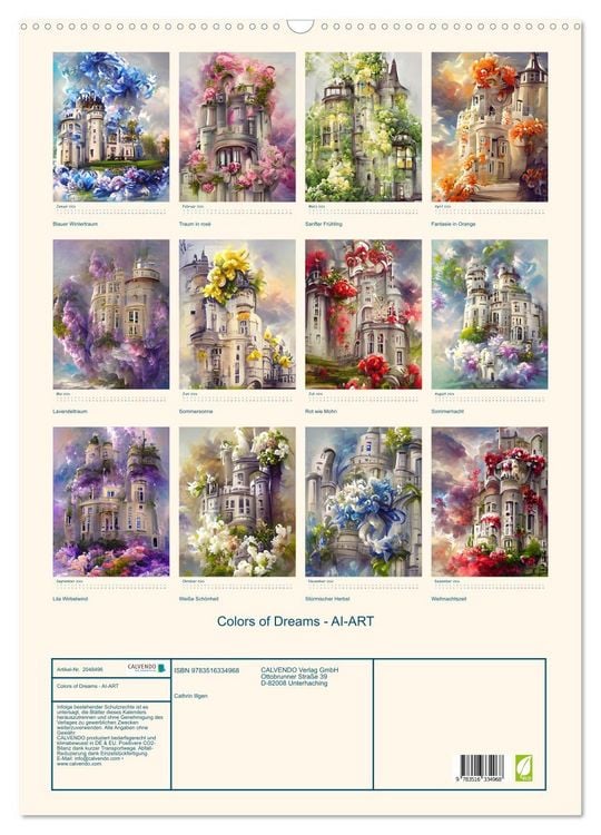 Produktbild: Colors of Dreams - AI-ART (Wandkalender 2026 DIN A2 hoch), CALVENDO Monatskalender
