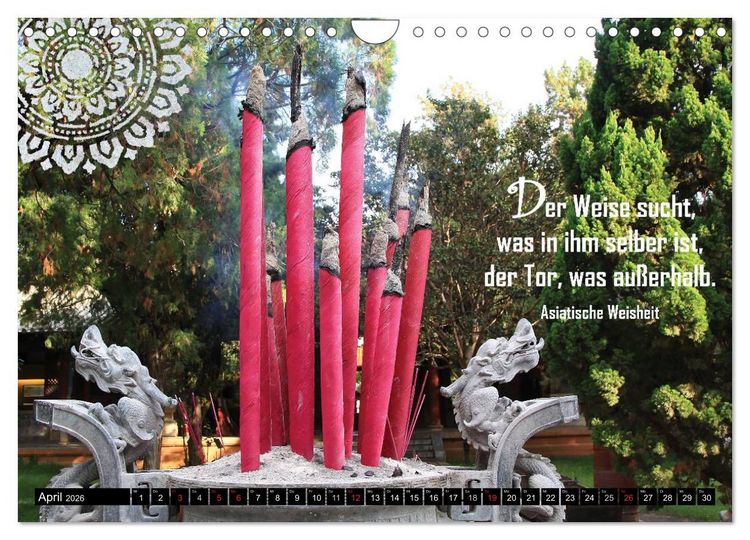 Produktbild: Spirituelles aus Asien - Weisheiten 2026 (Wandkalender 2026 DIN A4 quer), CALVENDO Monatskalender