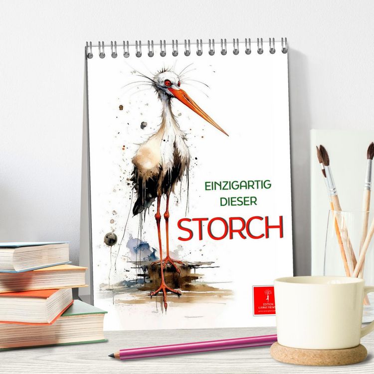 Produktbild: Einzigartig - dieser Storch (Tischkalender 2026 DIN A5 hoch), CALVENDO Monatskalender