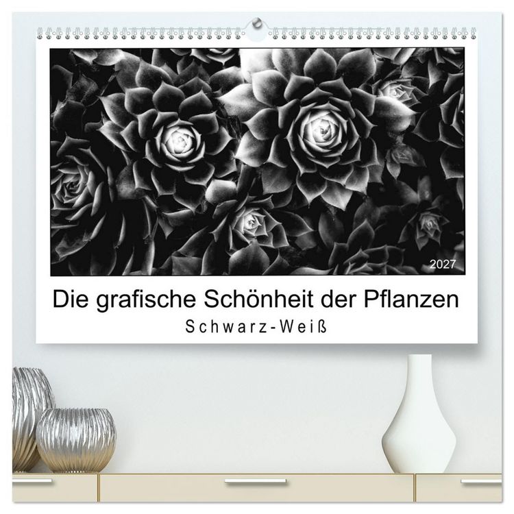 Produktbild: Die grafische Sch&ouml;nheit der Pflanzen &ndash; Schwarz-Wei&szlig; (hochwertiger Premium Wandkalender 2027 DIN A2 quer), Kunstdruck in Hochglanz