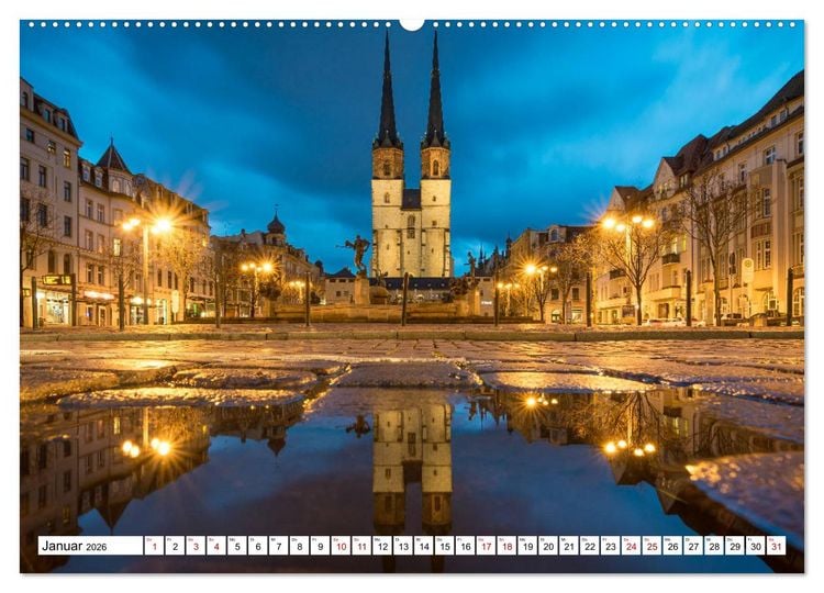 Produktbild: Halle-Saale - Meine Stadt im Spiegel (hochwertiger Premium Wandkalender 2026 DIN A2 quer), Kunstdruck in Hochglanz