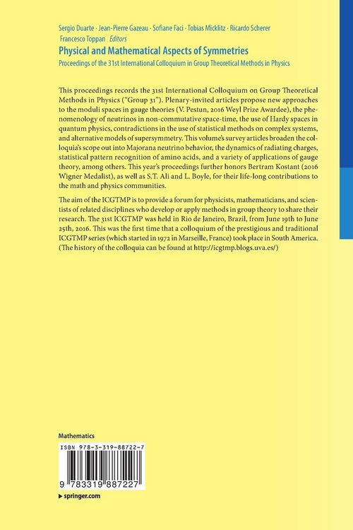 Produktbild: Physical and Mathematical Aspects of Symmetries