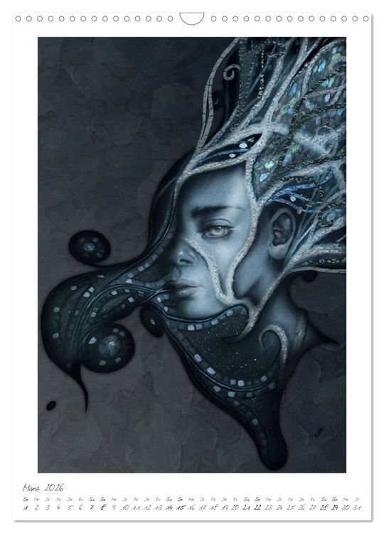 Produktbild: Colourful Women - Fantasy-Frauenportraits in Acryl und Mischtechnik (Wandkalender 2026 DIN A3 hoch), CALVENDO Monatskalender