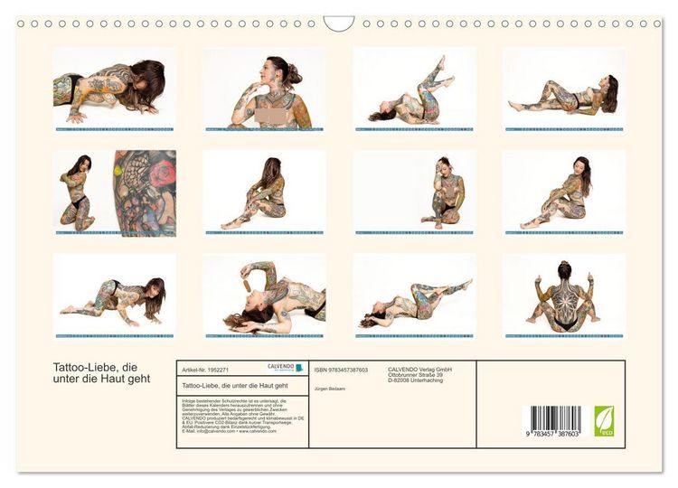 Produktbild: Tattoo-Liebe, die unter die Haut geht (Wandkalender 2026 DIN A3 quer), CALVENDO Monatskalender