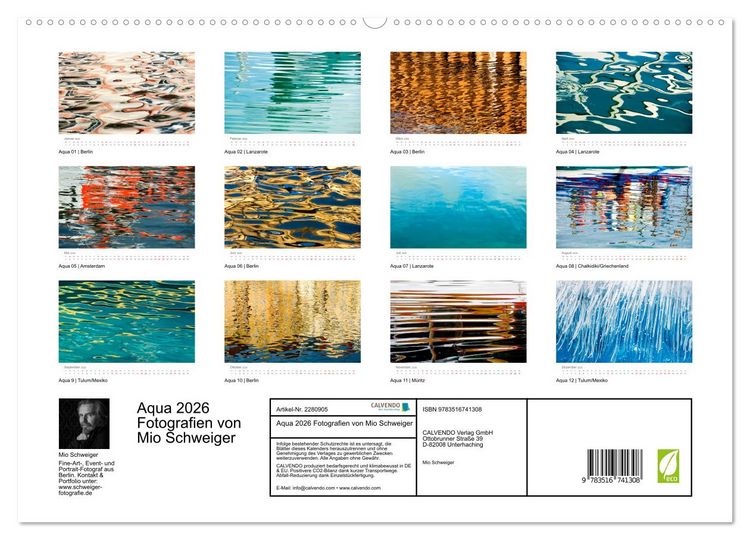 Produktbild: Aqua 2026 Fotografien von Mio Schweiger (hochwertiger Premium Wandkalender 2026 DIN A2 quer), Kunstdruck in Hochglanz