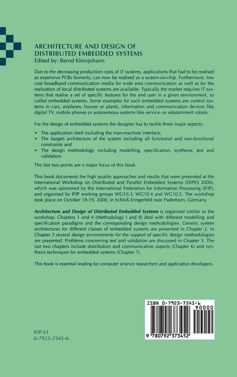 Produktbild: Architecture and Design of Distributed Embedded Systems