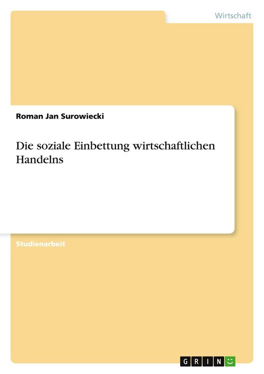 Produktbild: Die soziale Einbettung wirtschaftlichen Handelns