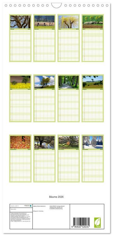 Produktbild: Familienplaner 2026 - B&auml;ume 2026 mit 5 Spalten (Wandkalender, 21 x 45 cm) CALVENDO