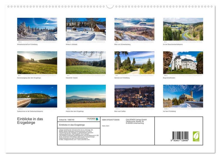 Produktbild: Einblicke in das Erzgebirge (hochwertiger Premium Wandkalender 2026 DIN A2 quer), Kunstdruck in Hochglanz
