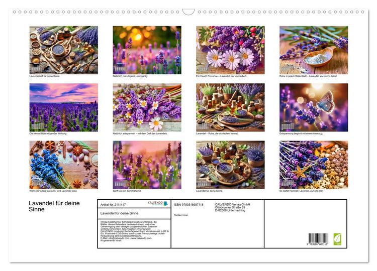 Produktbild: Lavendel f&uuml;r deine Sinne (Wandkalender 2026 DIN A2 quer), CALVENDO Monatskalender
