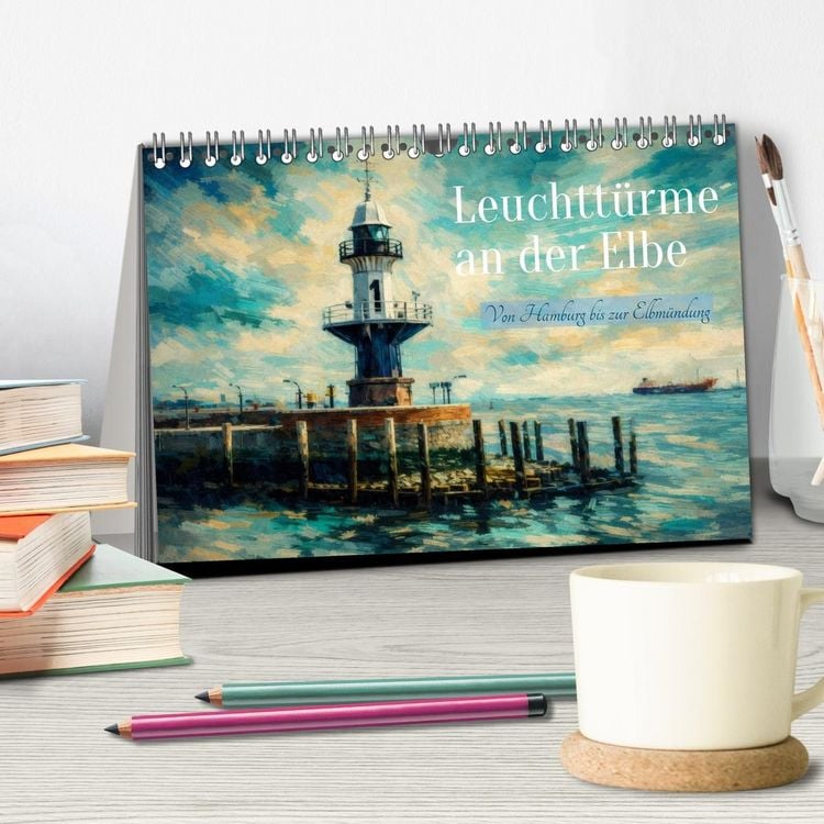 Produktbild: Leuchtt&uuml;rme an der Elbe - von Hamburg bis zur Elbm&uuml;ndung (Tischkalender 2027 DIN A5 quer), CALVENDO Monatskalender