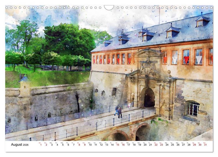 Produktbild: Erfurt - City views in watercolors (Wall Calendar 2026 DIN A3 landscape), CALVENDO 12 Month Wall Calendar