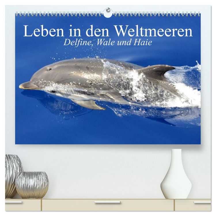 Produktbild: Leben in den Weltmeeren. Delfine, Wale und Haie (hochwertiger Premium Wandkalender 2026 DIN A2 quer), Kunstdruck in Hochglanz
