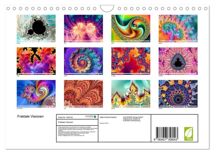Produktbild: Fraktale Visionen (Wandkalender 2026 DIN A4 quer), CALVENDO Monatskalender