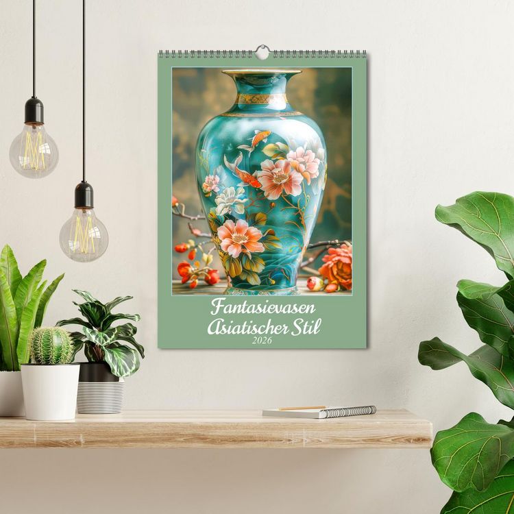 Produktbild: Fantasievasen - Asiatischer Stil (Wandkalender 2026 DIN A3 hoch), CALVENDO Monatskalender