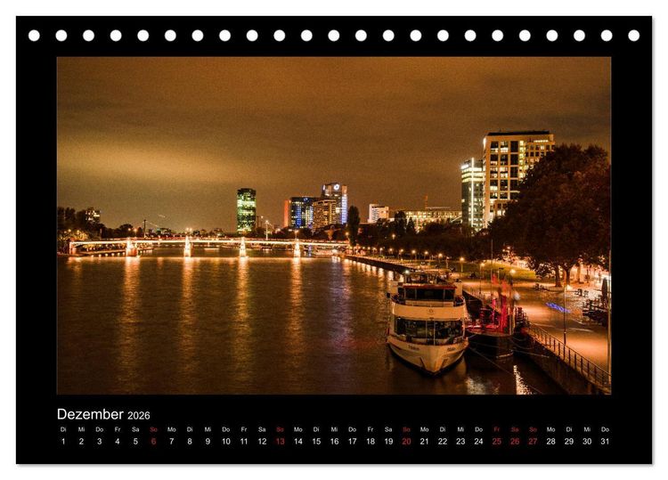 Produktbild: Frankfurt bei Nacht 2026 (Tischkalender 2026 DIN A5 quer), CALVENDO Monatskalender