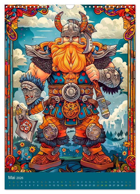 Produktbild: Wikinger Action - Comic-Helden inspiriert von den Nordm&auml;nnern (Wandkalender 2026 DIN A3 hoch), CALVENDO Monatskalender
