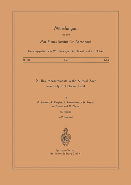 Produktbild: X-Ray Measurements in the Auroral Zone from July to October 1964