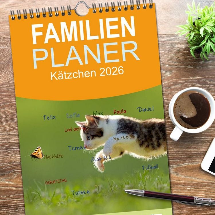 Produktbild: Familienplaner 2026 - K&auml;tzchen 2026 mit 5 Spalten (Wandkalender, 21 x 45 cm) CALVENDO